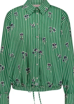Blouse Dio Flower Stripe Groen