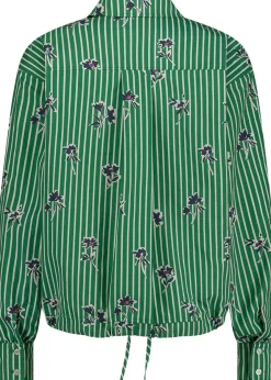 Blouse Dio Flower Stripe  Groen