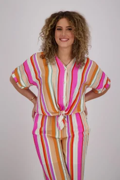 Blouse Knot Streep Multi