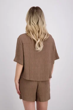 Blouse met Textuur Bruin