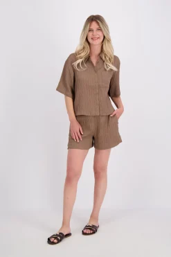 Blouse met Textuur Bruin