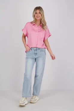Blouse Satin Look Roze