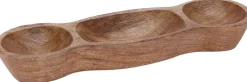 DIENBLAD MET 3 BAKJES 39X12CM Bruin