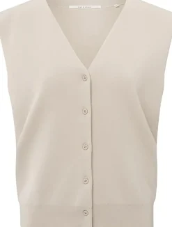 Gebreide Spencer met schouderdetails Beige