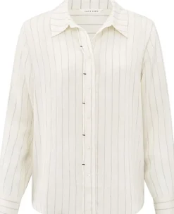 Gestreepte blouse met plooidetail Beige