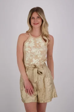 Haltertop Printed Beige