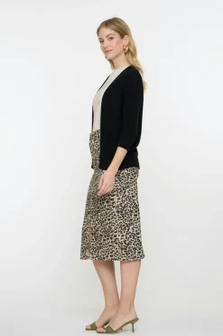 Jeansrok Leopard Print Bruin