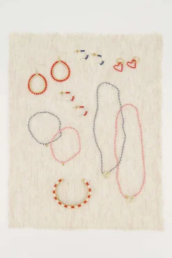 Ketting van streep kraaltje Blauw