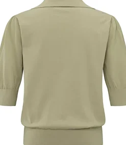 Knitted polo with transparent Groen