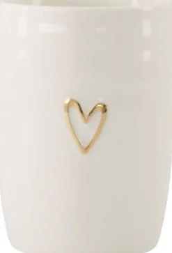 Koffiemok Open Hartje Wit/Goud