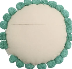 Kussen Pompoms Turqoise Blauw