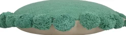 Kussen Pompoms Turqoise Blauw