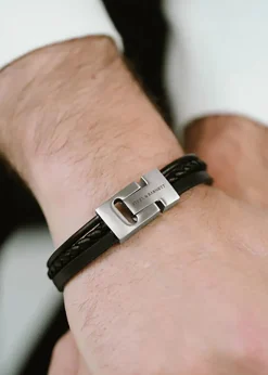 Leather Bracelet Casual Cole Zwart