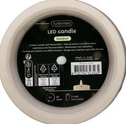 LED kaars beton steady buiten dia12cm H.8cm creme Wit