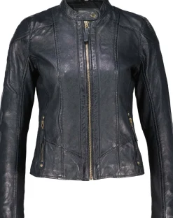 Leren Bikerjas Fjella Blauw