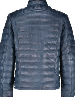 Leren Puffer Jas Moonbeam Blauw