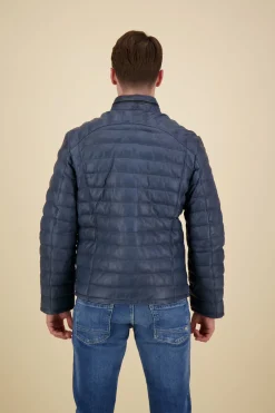 Leren Puffer Jas Moonbeam Blauw