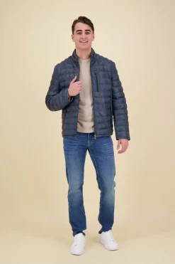 Leren Puffer Jas Moonbeam Blauw