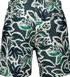 men mike swim shorts floral leafs Groen