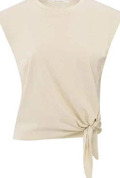 Mouwloze top met knoopdetail Bruin