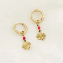 Oorbellen Klavertje Roze