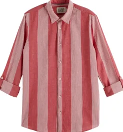 Overhemd Crinkled-stripe Rood