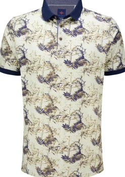 Poloshirt 3-colord Leaves Bruin