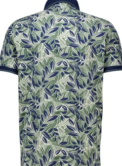 Poloshirt 3-colored leaves Print Groen