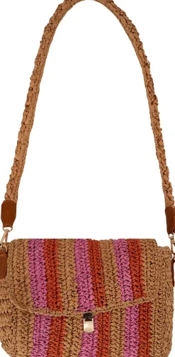 Schoudertas Raffia streep Multi