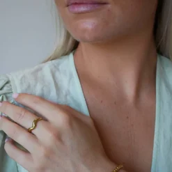 Stainless steel/14 carate gold/sweet water pearl Geel