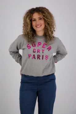 Sweater Embellished Varsity Grijs