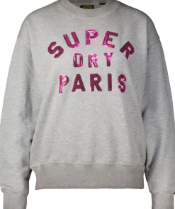 Sweater Embellished Varsity Grijs