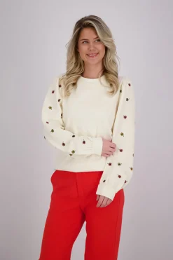 Sweater Embroiderd Clovers Bruin