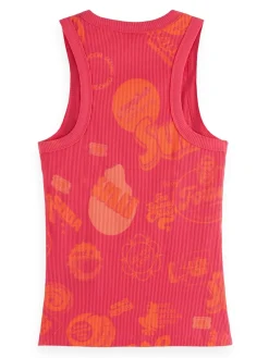 Tanktop All Over Print Rib Roze