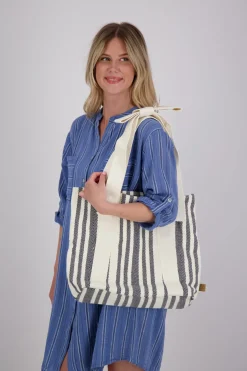 Tas Met Strik Gestreept Blauw