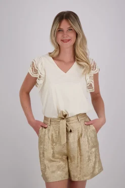 Top Butterfly Sleeve with Lace Wit