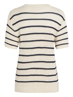 Top Pointelle Crochet Blauw