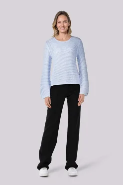 Trui Pointelle Crochet Open Blauw
