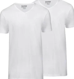 T-shirt Basic Fit 2-pack V-neck Wit