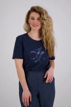 T-shirt monogram Blauw