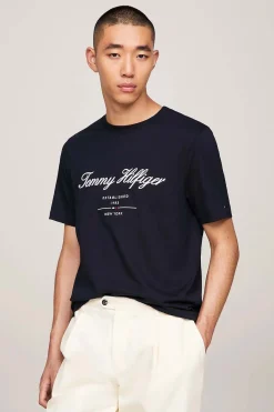 T-Shirt Script Donkerblauw