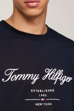 T-Shirt Script Donkerblauw